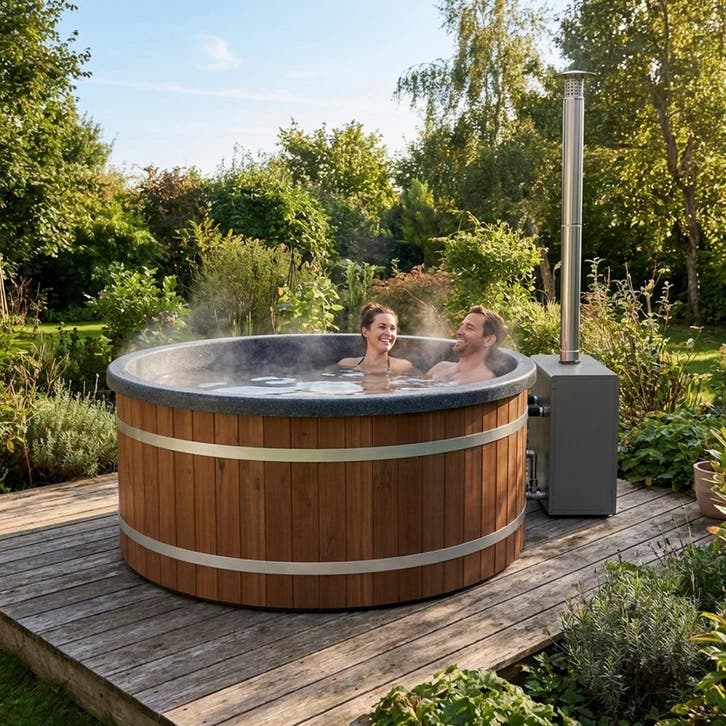 TICRA Hottub met Biokachel – duurzaam, ruim en snel warm, Tuin en Terras, Bubbelbaden en Hottubs, Vast, Nieuw, Afdekzeil, Filter