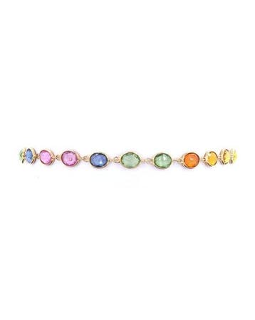 Tennis armband - 18 karaat Geel goud - 6.82ct. tw. Saffier -