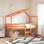 vidaXL Hoogslaper met dak massief grenenhout wasbruin 90x200, Verzenden