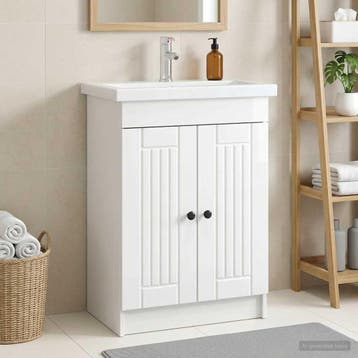 vidaXL Badkamer onder Wastafel Kast Hoogglans Wit 56 x 37,5, Verzenden
