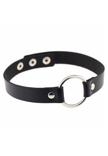 KIMU® Choker Zwart Ring Pu Leer Collar Ketting Halsband Sexy, Handtassen en Accessoires, Kettingen, Ophalen of Verzenden, Nieuw