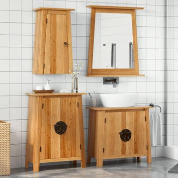 vidaXL 3-delige Badkamermeubelset massief grenenhout, Huis en Inrichting, Badkamer | Badkamermeubels, Verzenden, Nieuw