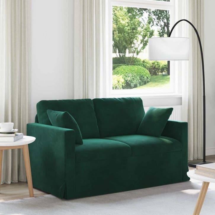 vidaXL bank / zetel Donkergroen 138 x 78 x 80 cm Fluweel, Maison & Meubles, Canapés | Salons, Envoi