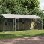 vidaXL Hondenkooi met dak Zilver 600 x 200 x 256 cm Staal en, Dieren en Toebehoren, Verzenden, Nieuw