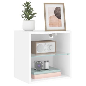 vidaXL LED Wand Bedkast 2 st White Standard Engineered Wood,, Verzenden, Nieuw