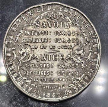France. Napoléon III. Medal 1860 Annexion de la Savoie et de