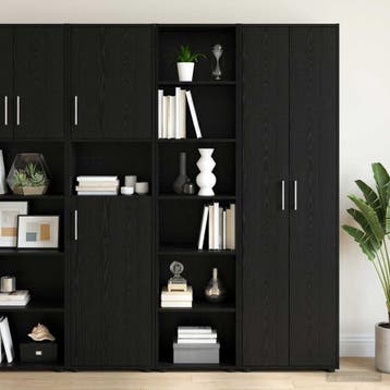 vidaXL Dressoir Zwart eiken 45 x 41 x 185 cm Bewerkt hout, Verzenden, Nieuw