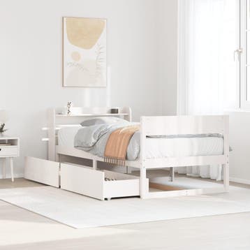 vidaXL Bedframe zonder matras massief grenenhout wit 75x190, Verzenden, Nieuw