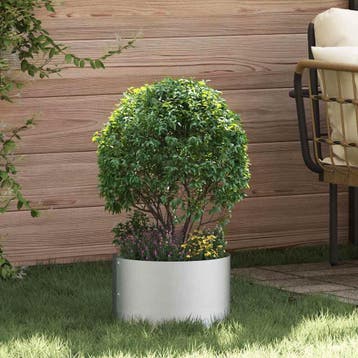 vidaXL Plantenring Zilver 30 x 30 x 20 cm Gegevens staal, Tuin en Terras, Verzenden, Nieuw