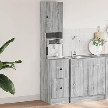 vidaXL Keukenkast 35x50x180 cm bewerkt hout grijs sonoma, Verzenden, Nieuw