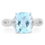 Bague - 14 carats Or blanc - 3.05ct. tw. Aigue-marine -