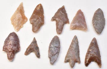 Neolithisch Jasper, Flint 10 pijlpunten AA++ (Zonder
