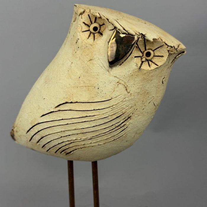 Ewa Budzowska - big -OWL- decorated by 24 carat gold, Antiquités & Art, Art | Objets design