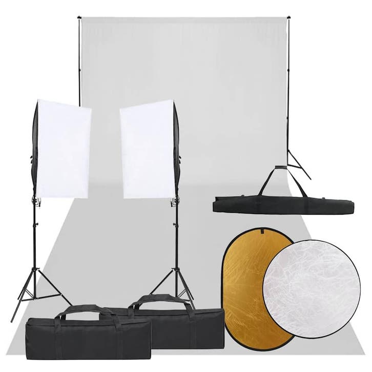 vidaXL Fotostudioset met verlichtingsset, achtergrond en, TV, Hi-fi & Vidéo, Photo | Studio photo & Accessoires, Envoi