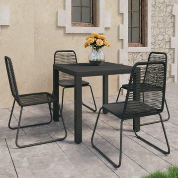 vidaXL 5-delige Tuinset PVC-rattan zwart, Tuin en Terras, Verzenden, Nieuw, Tuinset