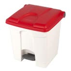 Pedaalemmer | Kunststof (Wit/Rood) | 30L | Klapdeksel |, Verzenden, Nieuw in verpakking