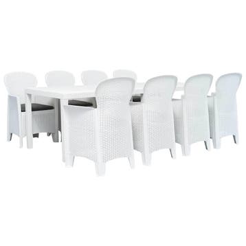 vidaXL 9-delige Tuinset rattan-look kunststof wit, Verzenden, Nieuw, Tuinset