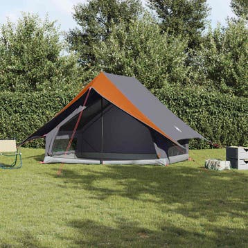 vidaXL Familietent met dak Grijs en Oranje 256 x 256 x 185, Verzenden, Nieuw