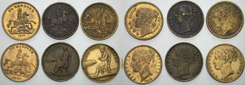 Lot von 6 Jetons 1830,2 x 1837,1846,1847,1854 Großbritann.., Verzenden