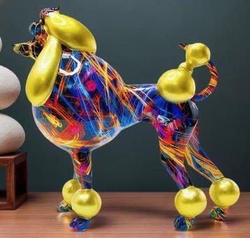 Beeldje - Barboncino Pop Art - Hars