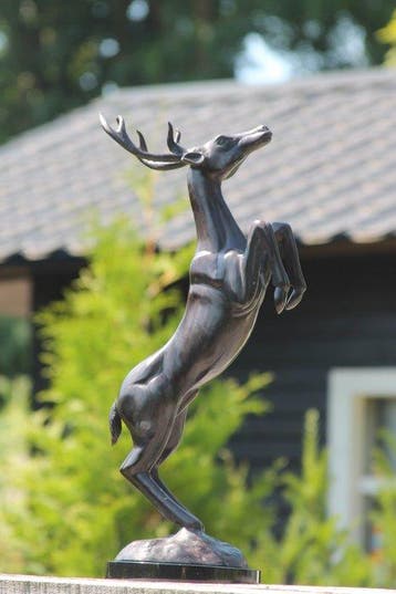 Sculpture, springend hert - 52 cm - Bronze, Marbre, Antiek en Kunst