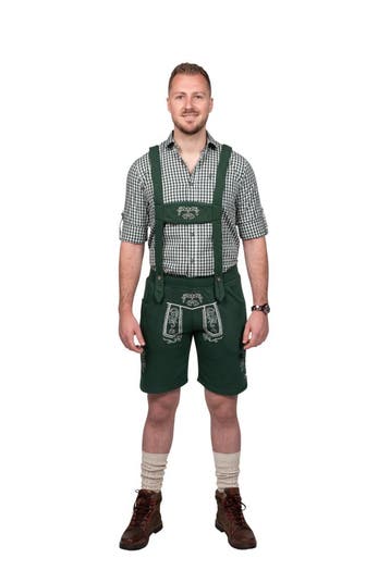 Trachtenhosen mit Aufdruck, grün, Verzenden, Nieuw