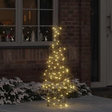 vidaXL Kerstboom 120 LEDs Warmwit 150 cm Rattan, Verzenden, Nieuw