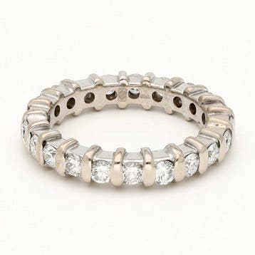Bague - 14 carats Or blanc Diamant (Naturelle) - Alliance