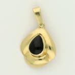 Pendentif - 14 carats Or jaune - onyx. amazonite.