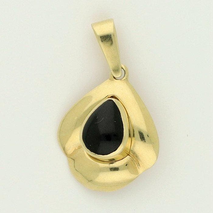 Pendentif - 14 carats Or jaune - onyx. amazonite., Bijoux, Sacs & Beauté, Bijoux anciens