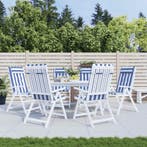 vidaXL Stoelkussens 6 st hoge rug gestreept stof oxford wit, Huis en Inrichting, Woonaccessoires | Kussens, Verzenden, Nieuw