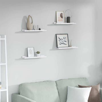 vidaXL Wandplank 4 st Wit Marmer 40 x 9 x 3 cm Bewerkt hout, Verzenden