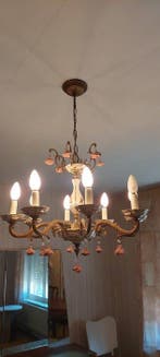 Kroonluchter - Porselein, Koper - Vintage luster