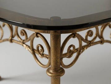 Salontafel - Handgesmeed, opengewerkt ijzeren onderstel,