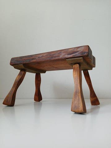 Bijzettafel - Hout - Vintage - Brutalist