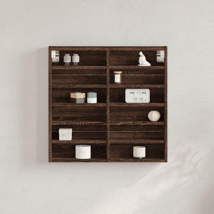 vidaXL Vitrinekast 60x8,5x58 cm bewerkt hout bruin, Maison & Meubles, Armoires | Armoires murales, Envoi