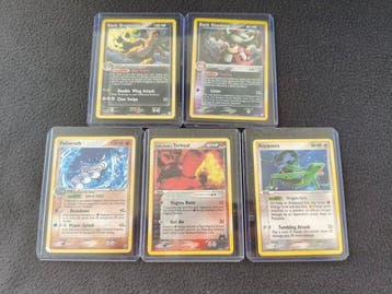 Pokémon - 5 Card - Poliwrath, Dark Dragonite; Rayquaza ;, Hobby en Vrije tijd, Nieuw