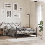 vidaXL Bedframe met hoofd- en voeteneinde metaal zwart, Verzenden