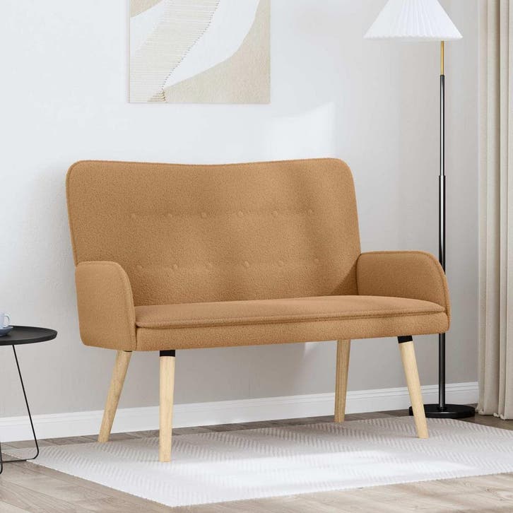 vidaXL 2-Zits Sofa Beige 115 x 61 x 87 cm Bouclé, Maison & Meubles, Canapés | Salons, Envoi
