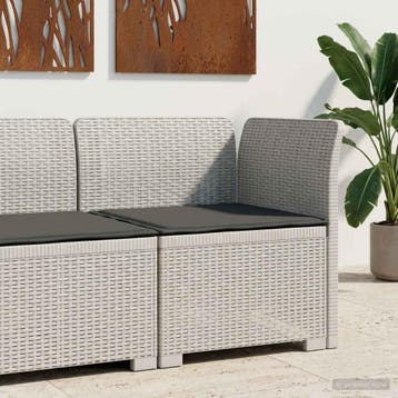 vidaXL Eén-zits Tuin Sofa met Kussen Rieten Look PP Wit, Verzenden, Nieuw