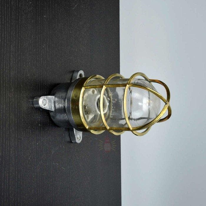 Wandlamp - Messing, Glas, Metaal, Antiquités & Art, Antiquités | Assiettes décoratives & Carrelages