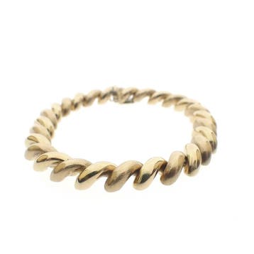 Gouden fantasieschakel armband (Schakelarmband), Ophalen of Verzenden, Gebruikt, Goud, Goud