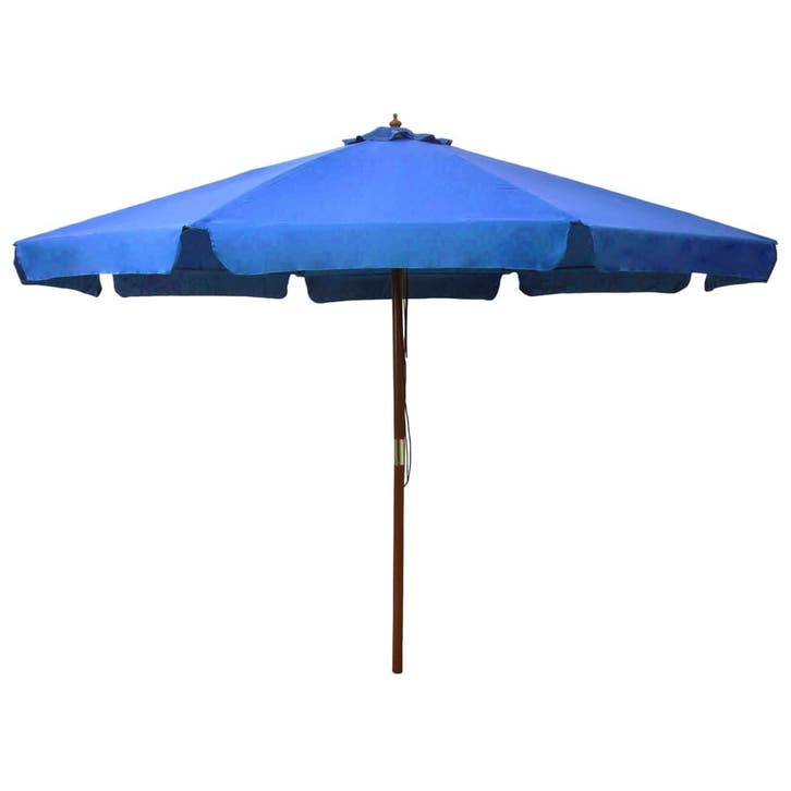 vidaXL Parasol met houten paal 330 cm azuurblauw, Tuin en Terras, Parasols, Nieuw, Verzenden