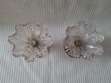 Peper- en zoutstel (2) - Twee (2x) antiek Geschulpt Kristal