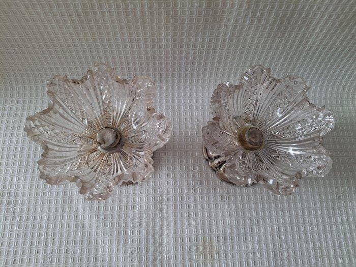 Peper- en zoutstel (2) - Twee (2x) antiek Geschulpt Kristal, Antiquités & Art, Antiquités | Argent & Or