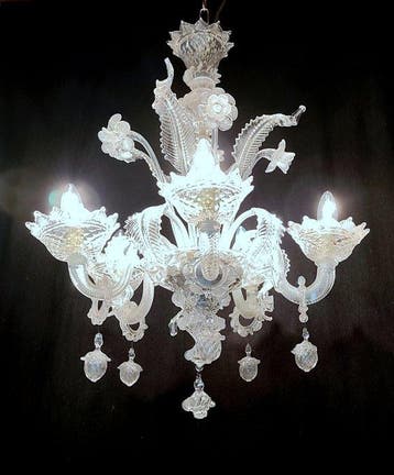 Kroonluchter - Transparant glas uit Murano