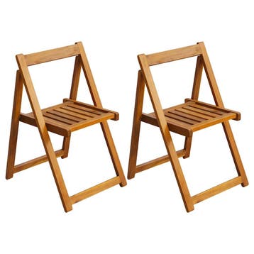vidaXL Opklapbare stoelen, 2 stuks, massief acaciahout, Verzenden, Nieuw