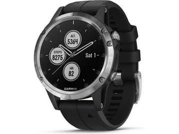 Garmin Fenix 5 Plus 47 mm zilver met siliconen armband zwart, Verzenden