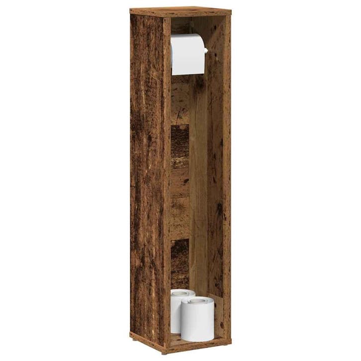 vidaXL Badkamerkast met rolhouder oud hout 20,5x20x90 cm, Maison & Meubles, Salle de bain | Meubles de Salle de bain, Envoi