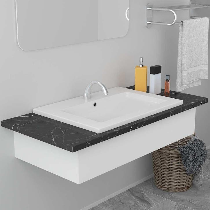 vidaXL Inbouwwastafel 61x39,5x18,5 cm keramiek wit, Bricolage & Construction, Sanitaire, Envoi